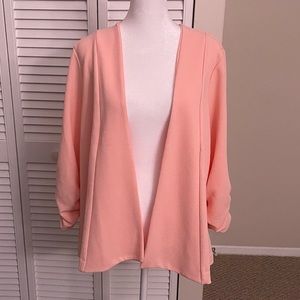 Torrid ruched sleeve open front blazer
